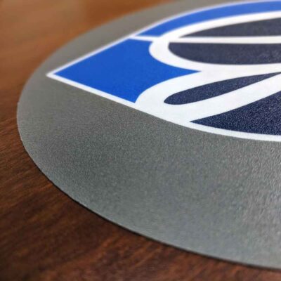 close up of plastic laminate on with 1/32" adhesive backing
