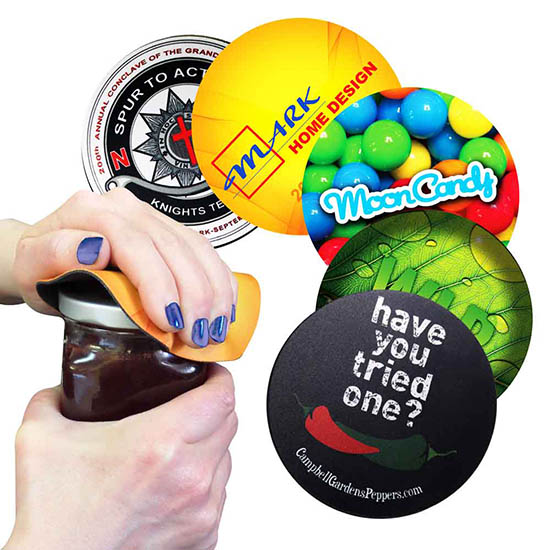 custom printed jar openers 5" round fabric