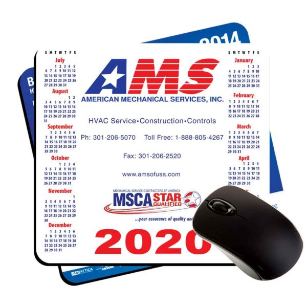 7.5x8" plastic customized calendar mouse pads peel n' place backing
