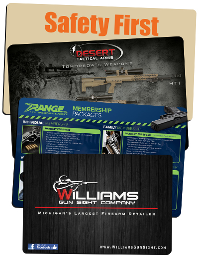 custom printed gun cleaning mats of various sizes