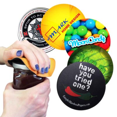 5" round fabric jar opener with rubber backing